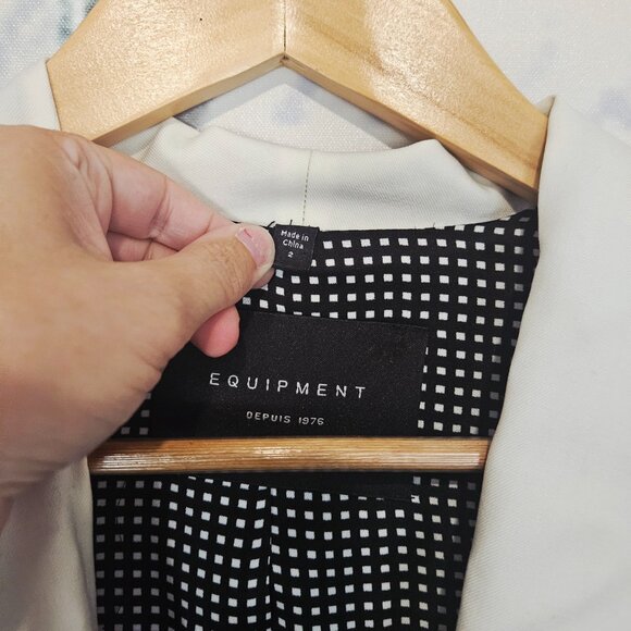 NWT Equipment Quincy Blazer Size 2 Black White Shawl Collar 100% Wool $475 - Picture 4 of 9